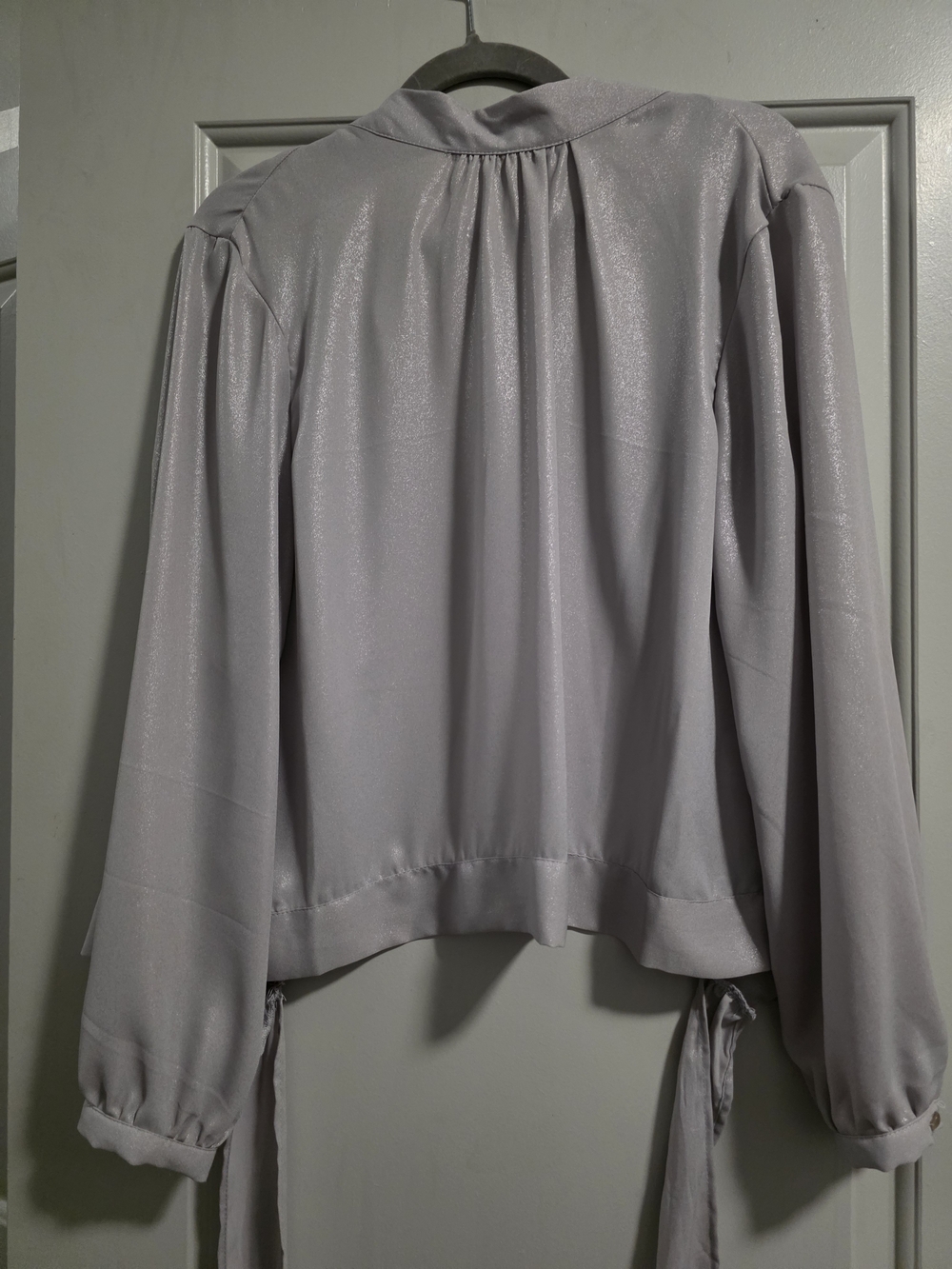 New York & Company Light Lavender Shimmer Long-Sleeve Blouse
